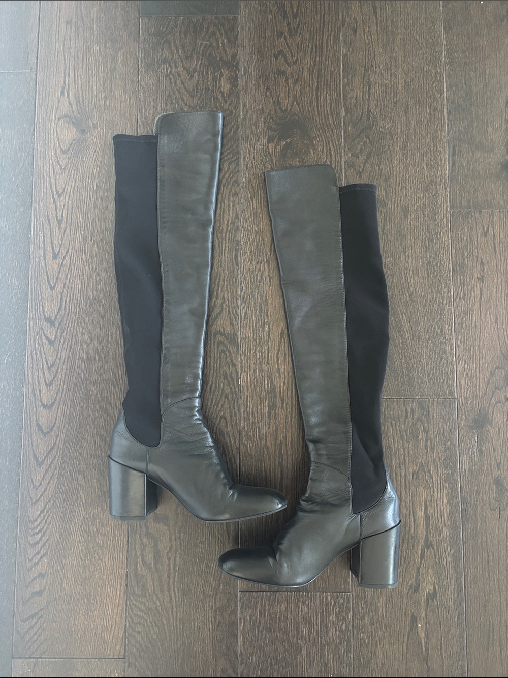 Black Over-the-Knee Block Heel Boots